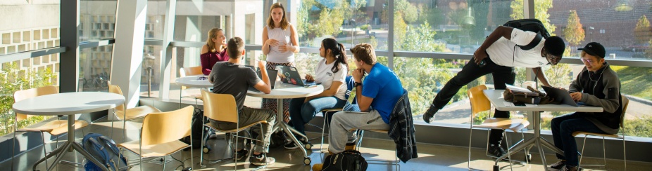 Students studying in Davis Hall. 