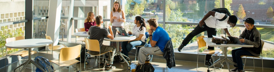 Students studying in Davis Hall.